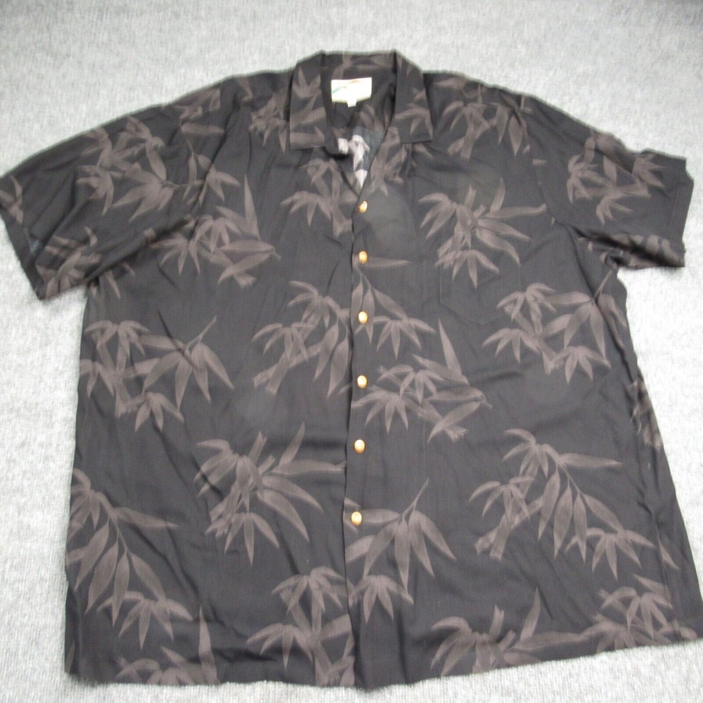 Vintage Paradise Found Shirt Mens 3XL Black‎ Camp Magnum PI Hawaiian USA Rayon